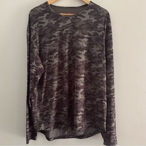BYLT Mens Black Camo Printed Long Sleeved Performance Top SZ XL Premium Basics